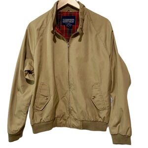 Lands' End Women's Jacket‎ Tan Size XL Plaid Lined Full Zip Vintage